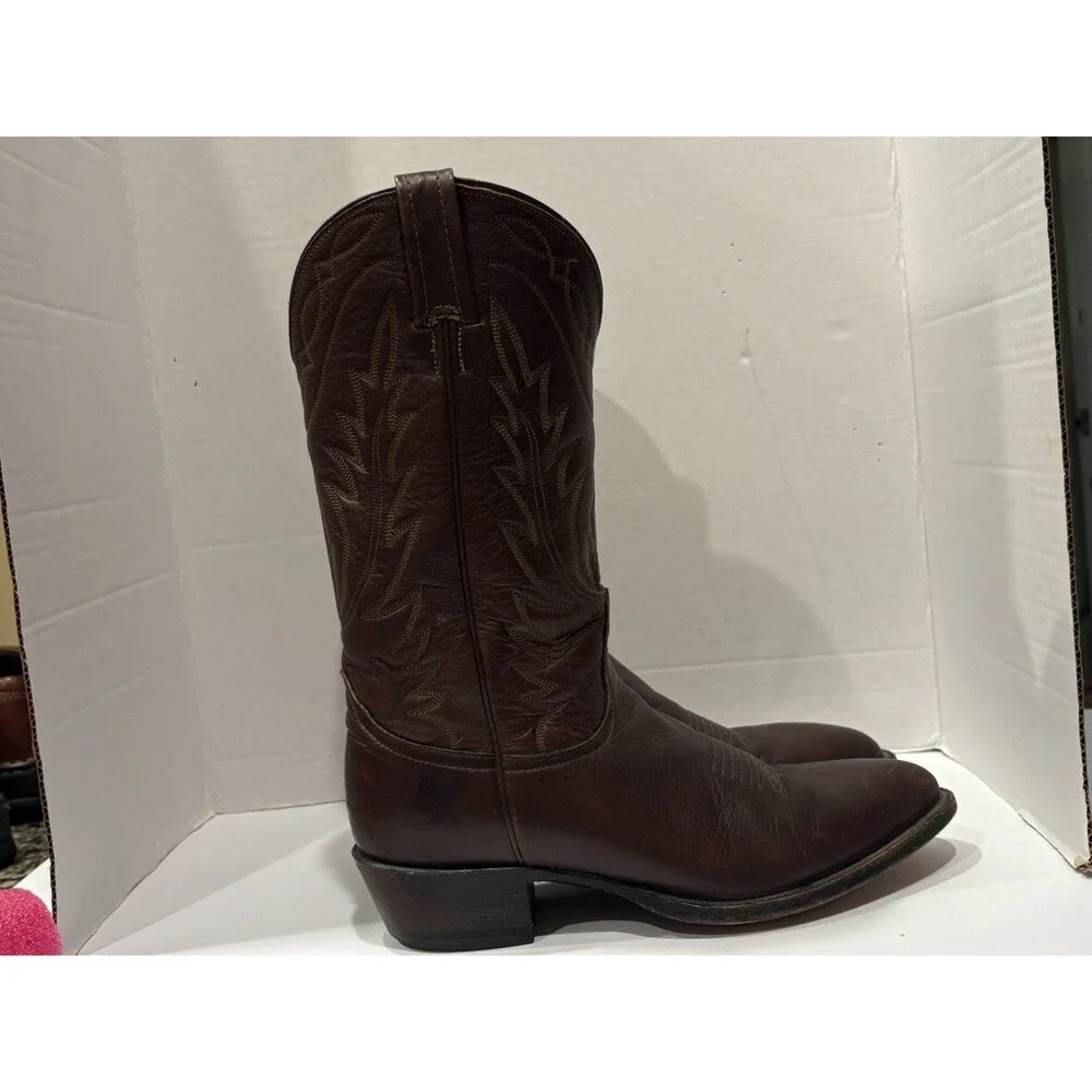 Nocona Brown Leather Western Cowboy Boots Men’s Size 9 D Made in USA Vintage
